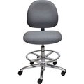 Industrial Seating ESD Stool with Footrest - High Back - Fabric - Gray - Aluminum Base AE20W-FC Grey-431